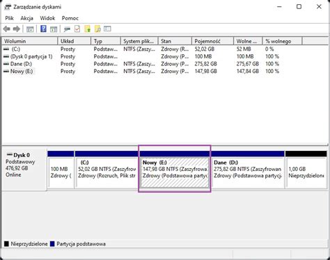 Mapa partycji dysku z recovery