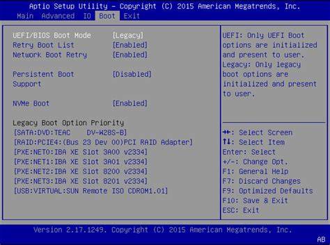 Boot menu: opcja Network boot