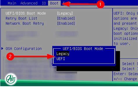 Przełącznik Boot Mode UEFI Legacy