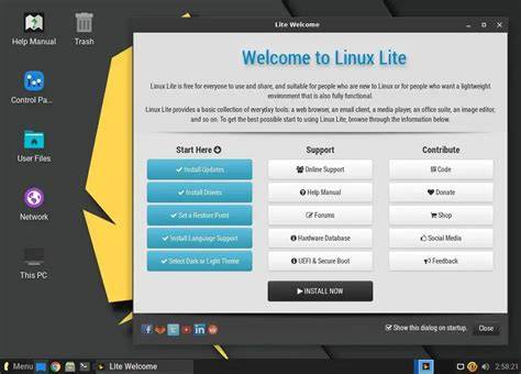 Menu instalatora Linux Lite kroki