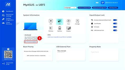 ekran MyASUS in UEFI BIOS dashboard