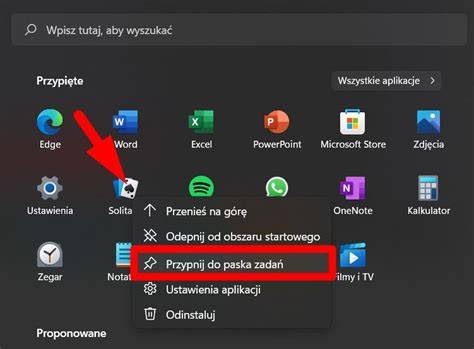przypinanie aplikacji na pasku zadań