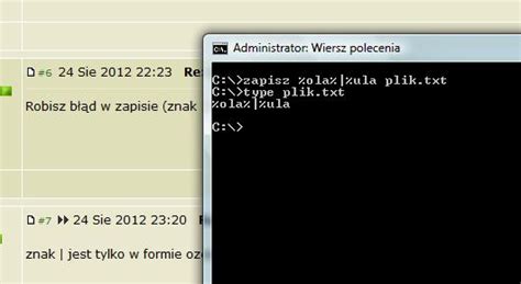 Zapis wyników CMD do pliku: > przekierowanie