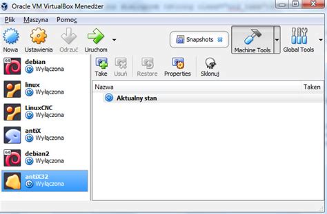 Utworzona maszyna VirtualBox