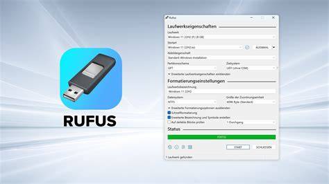 okno Rufus: wybór ISO i USB
