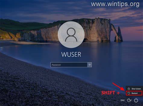 Wejście do WinRE przez Shift