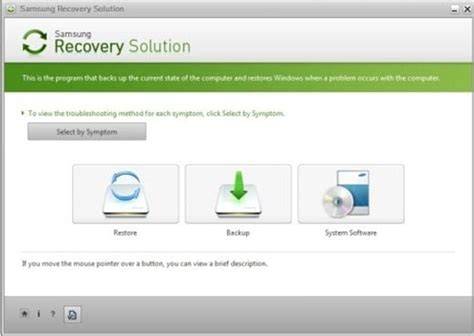 Samsung Recovery Solution ekran programu