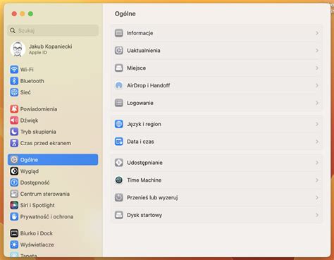 Menu Ustawienia systemowe Mac wolne miejsce